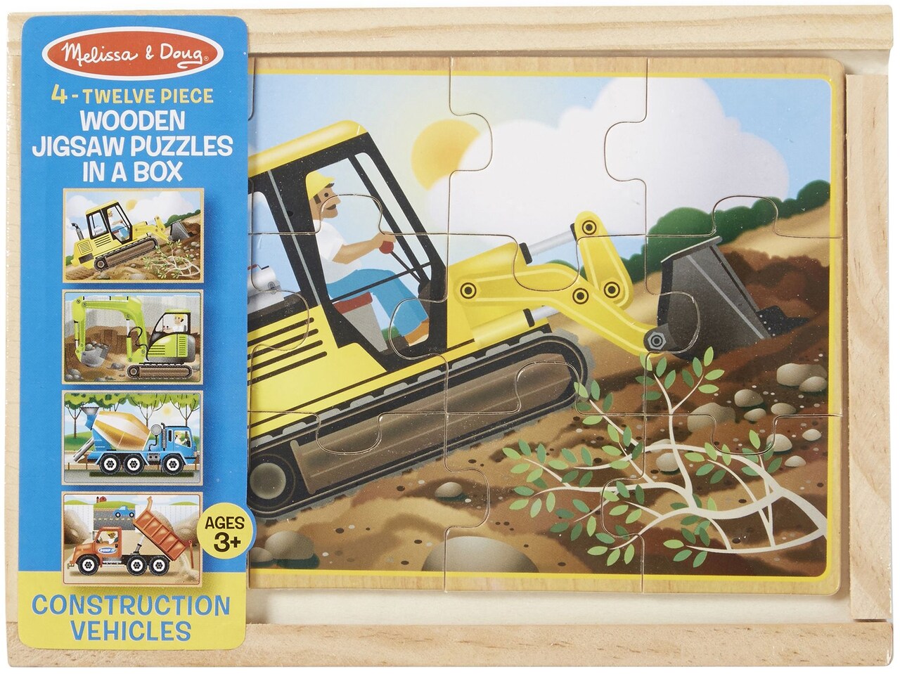 Melissa & Doug Wooden Jigsaw Puzzles In A Box 12pcs 4/pkg-Construction